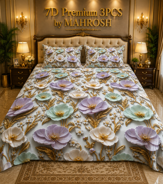 MAHROSH 7D Premium 3 Piece Printed Bedsheet 130