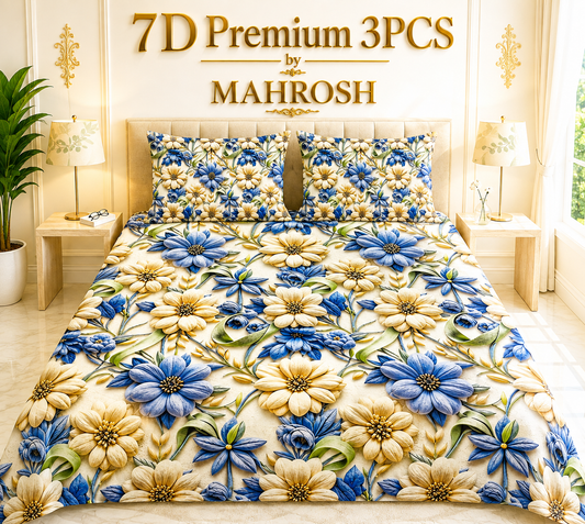 MAHROSH 7D Premium 3 Piece Printed Bedsheet 131