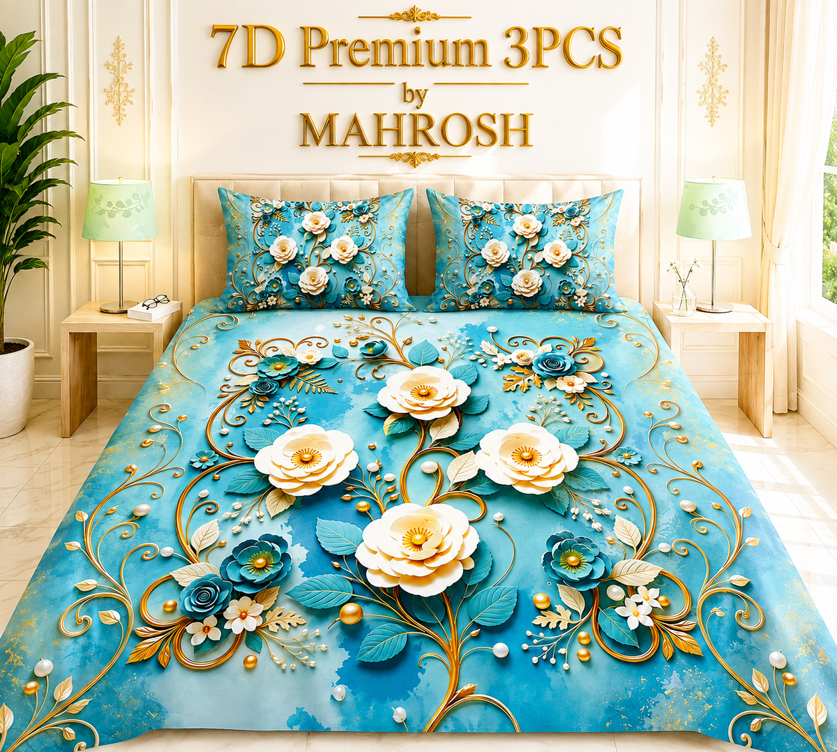MAHROSH 7D Premium 3 Piece Printed Bedsheet 132