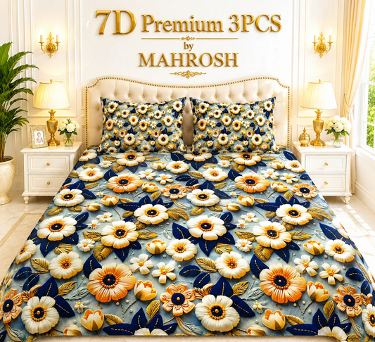 MAHROSH 7D Premium 3 Piece Printed Bedsheet 134