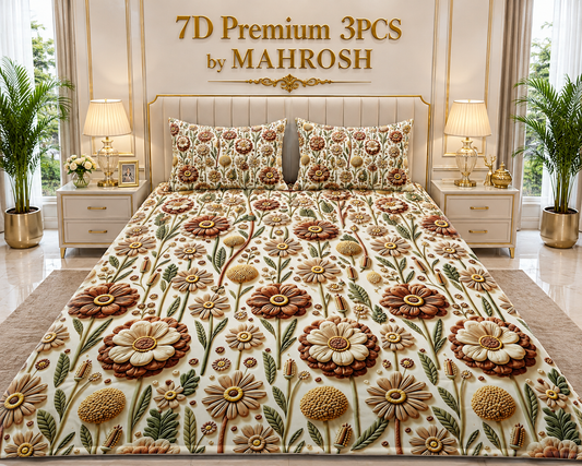 MAHROSH 7D Premium 3 Piece Printed Bedsheet 137