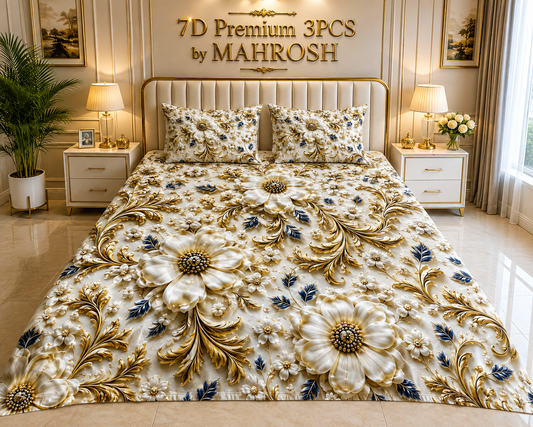 MAHROSH 7D Premium 3 Piece Printed Bedsheet 143