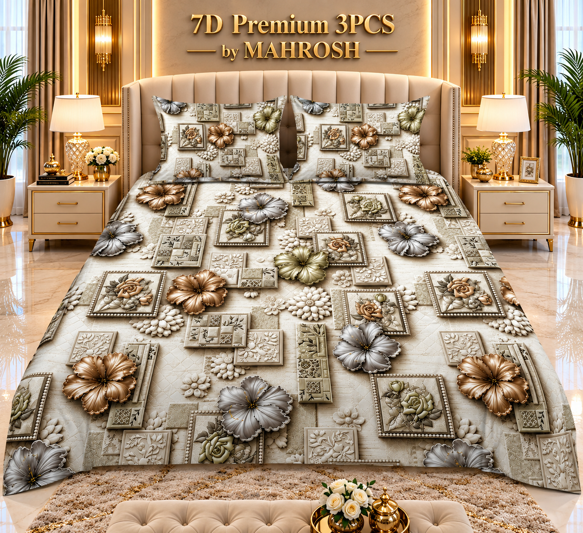MAHROSH 154 Premium 7D 3PCS Bedsheet