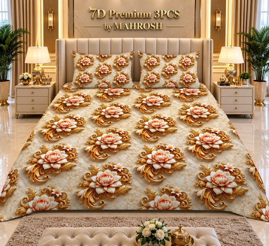 MAHROSH 158 Premium 7D 3PCS Bedsheet