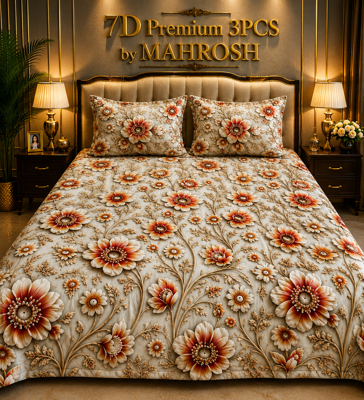 MAHROSH 184 Premium 7D 3PCS Bedsheet