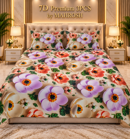 MAHROSH 186 Premium 7D 3PCS Bedsheet