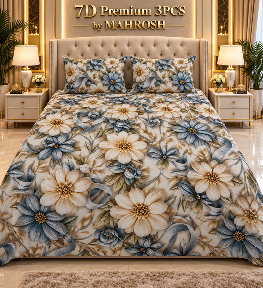 MAHROSH 188 Premium 7D 3PCS Bedsheet