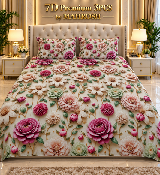 MAHROSH 189 Premium 7D 3PCS Bedsheet