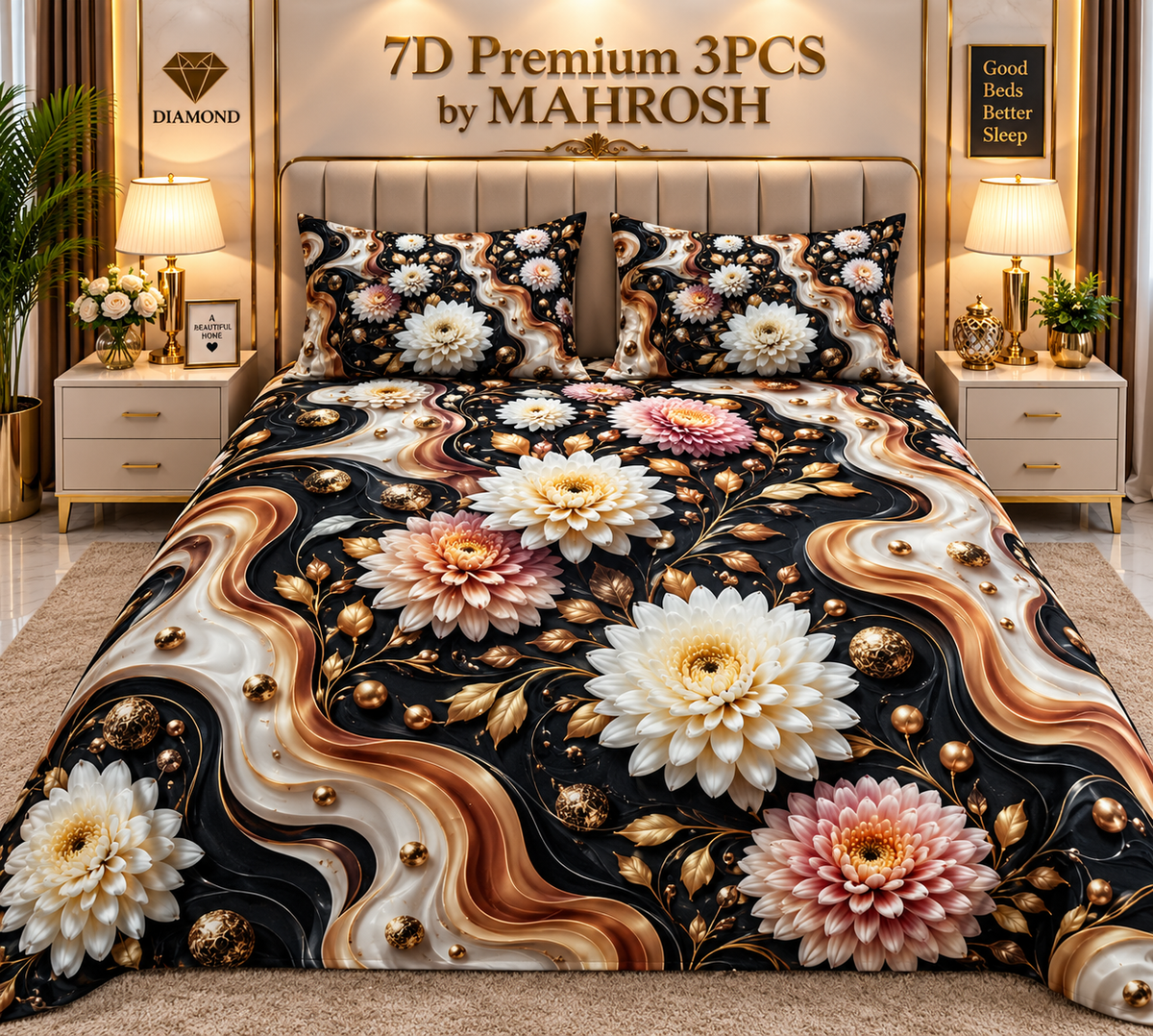 MAHROSH 197 Premium 7D 3PCS Bedsheet