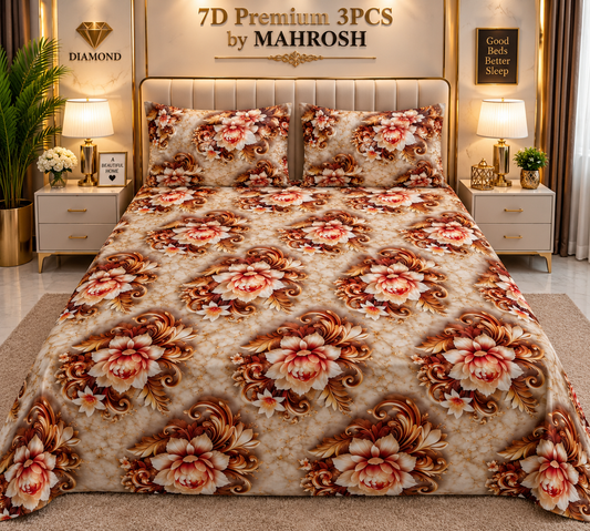 MAHROSH 198 Premium 7D 3PCS Bedsheet