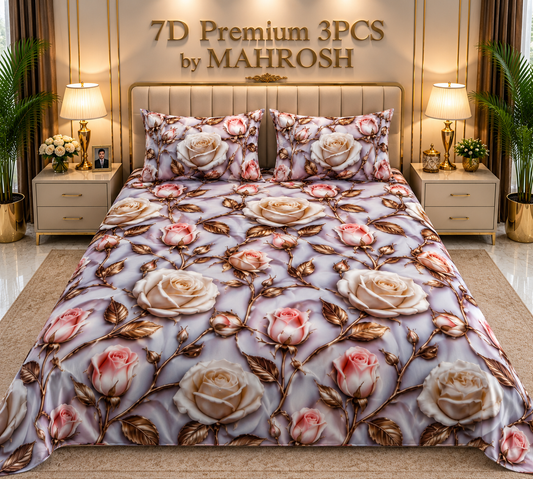 MAHROSH 201 Premium 7D 3PCS Bedsheet