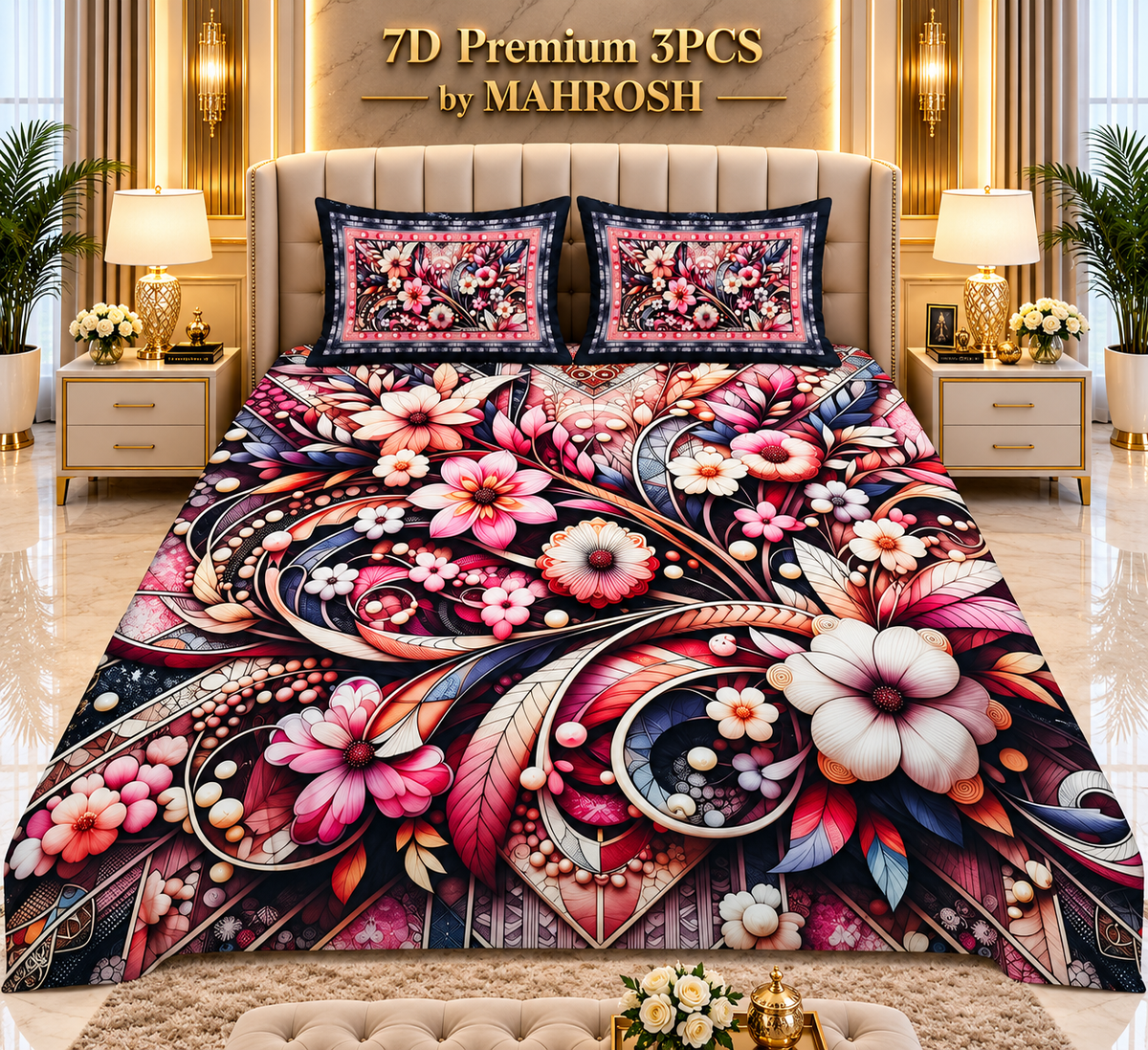 MAHROSH Premium 7D Bedsheet 3PCS 209