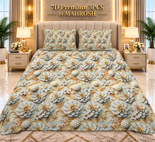 MAHROSH Premium 7D Bedsheet 3PCS 210