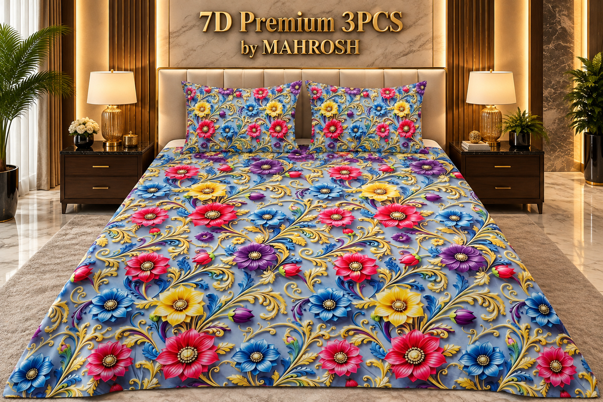 Mahrosh Premium 7D Bedsheet 228