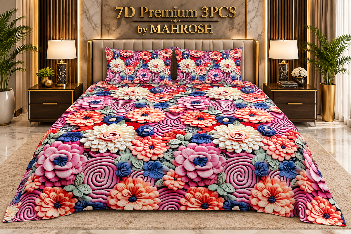 Mahrosh Premium 7D Bedsheet 225