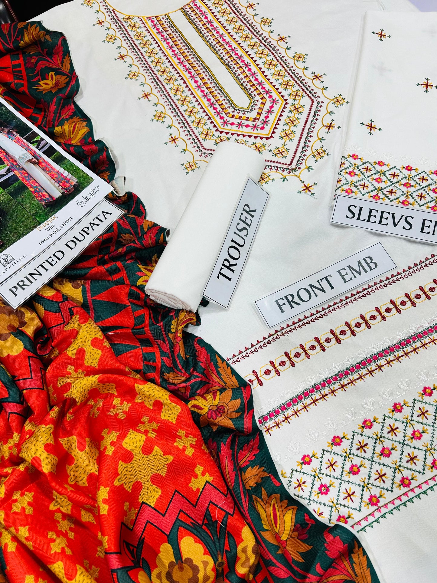 SAPPHIRE DHANAK EMBROIDERED 3 PCS