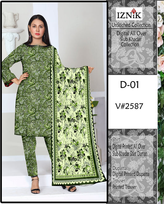 IZNIK KHADDAR PRINTED 3 PCS