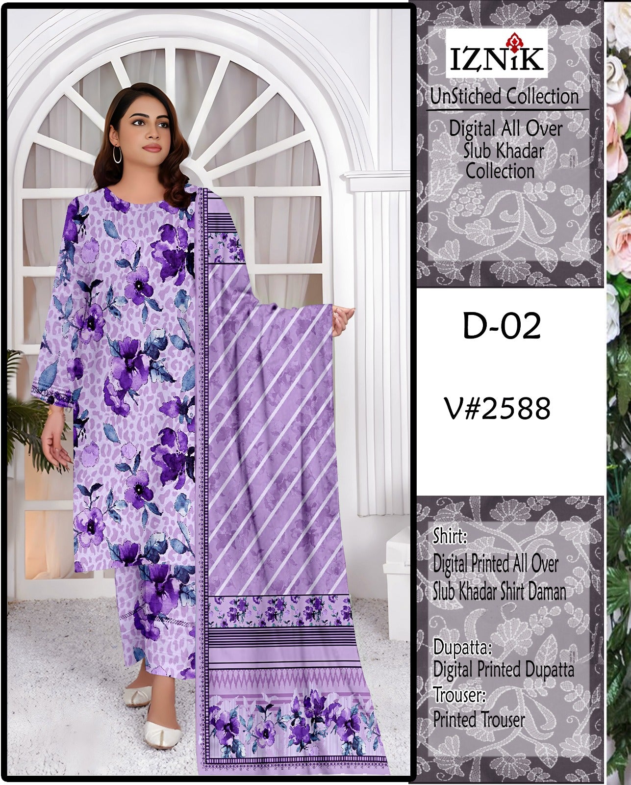 IZNIK KHADDAR PRINTED 3 PCS