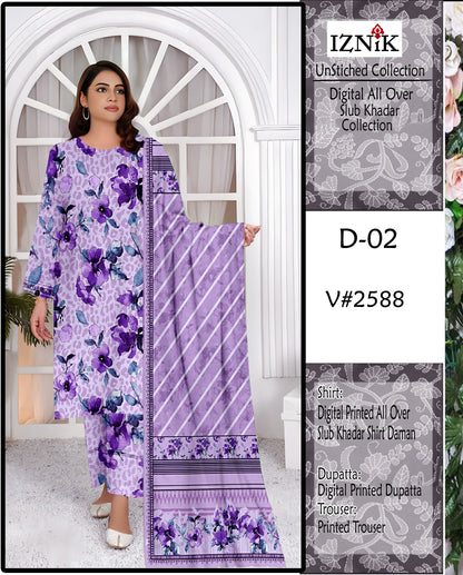 IZNIK KHADDAR PRINTED 3 PCS