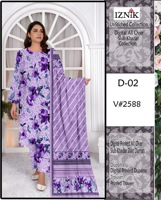 IZNIK KHADDAR PRINTED 3 PCS