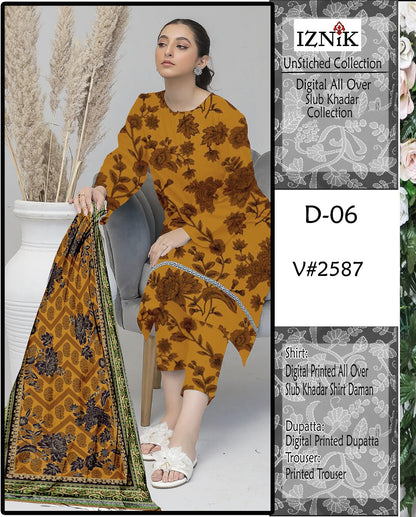 IZNIK KHADDAR PRINTED 3 PCS