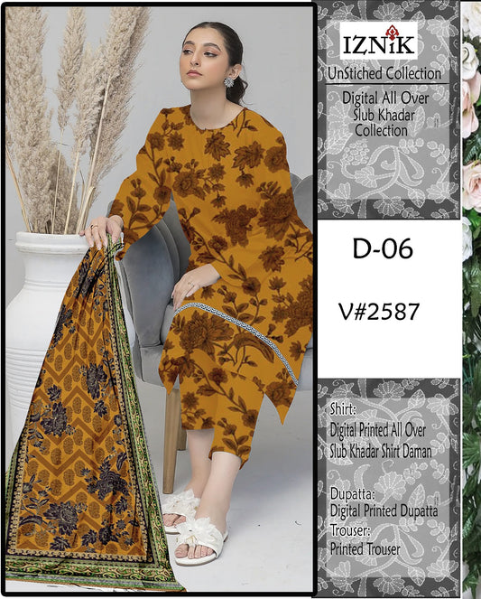 IZNIK KHADDAR PRINTED 3 PCS