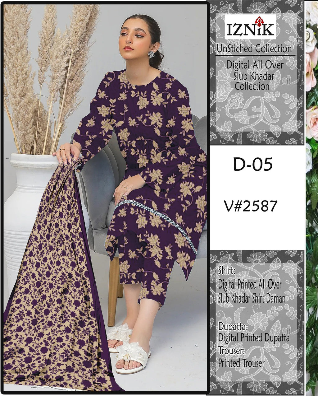 IZNIK KHADDAR PRINTED 3 PCS