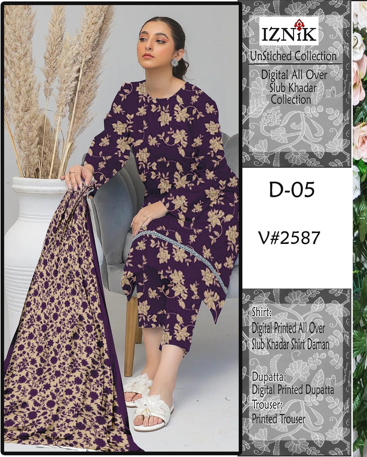 IZNIK KHADDAR PRINTED 3 PCS