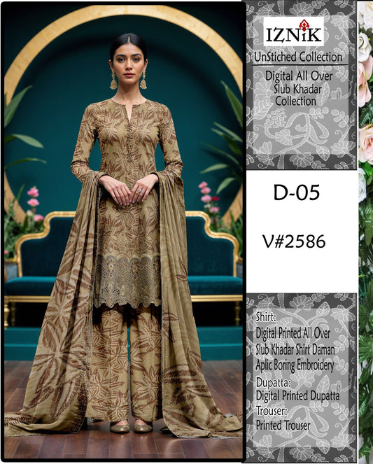 IZNIK KHADDAR PRINTED 3 PCS