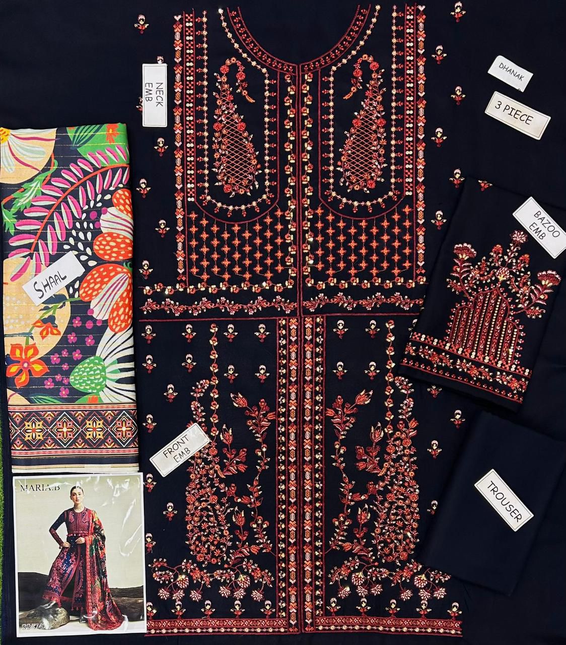 Hussain Rehar Dhanak Embroidered 3 pcs