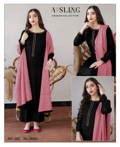 Aisling Dhanak Embroidered 3 Pcs