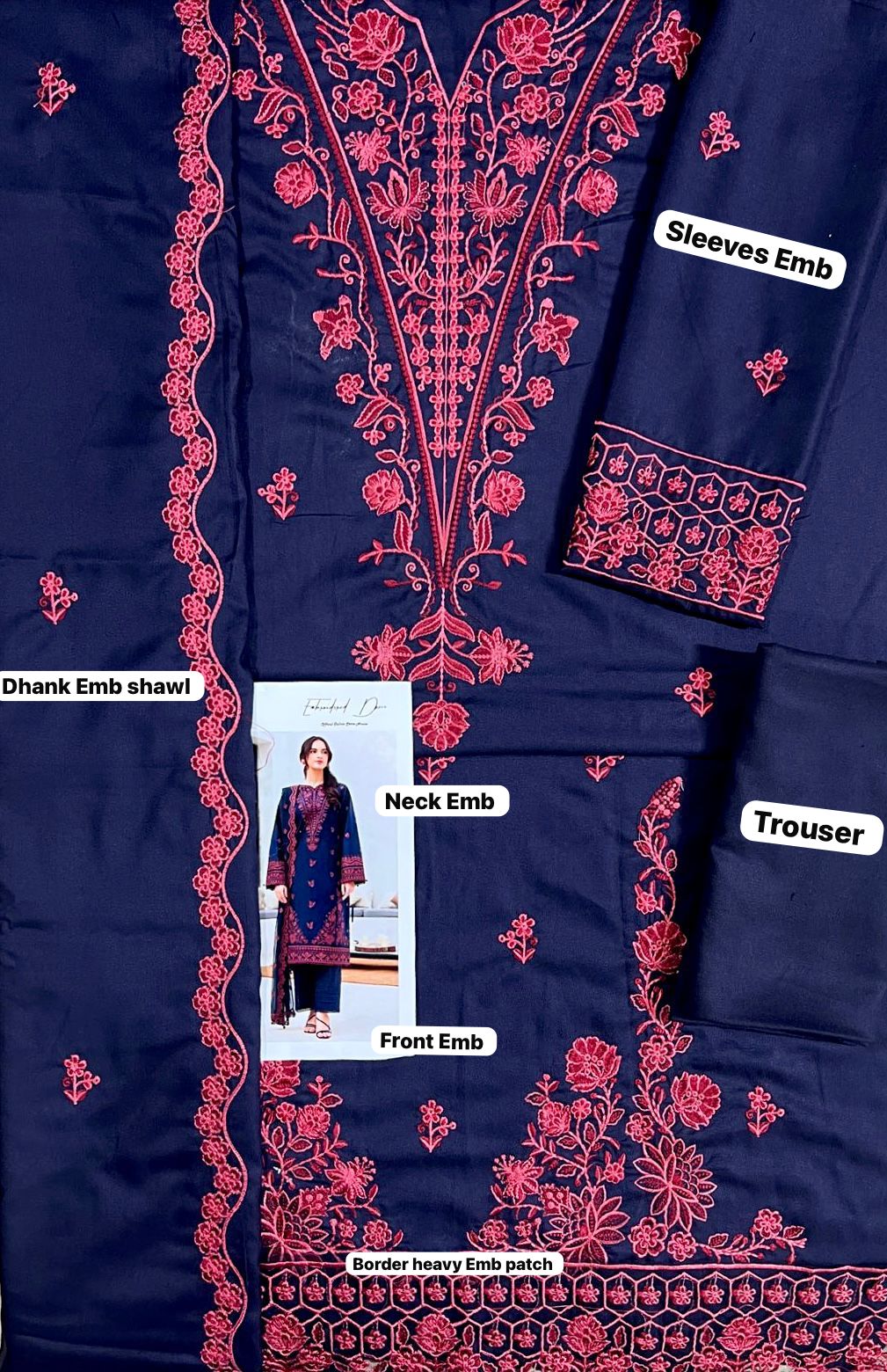 Jazmin Dhanak Embroidered 3 PCS