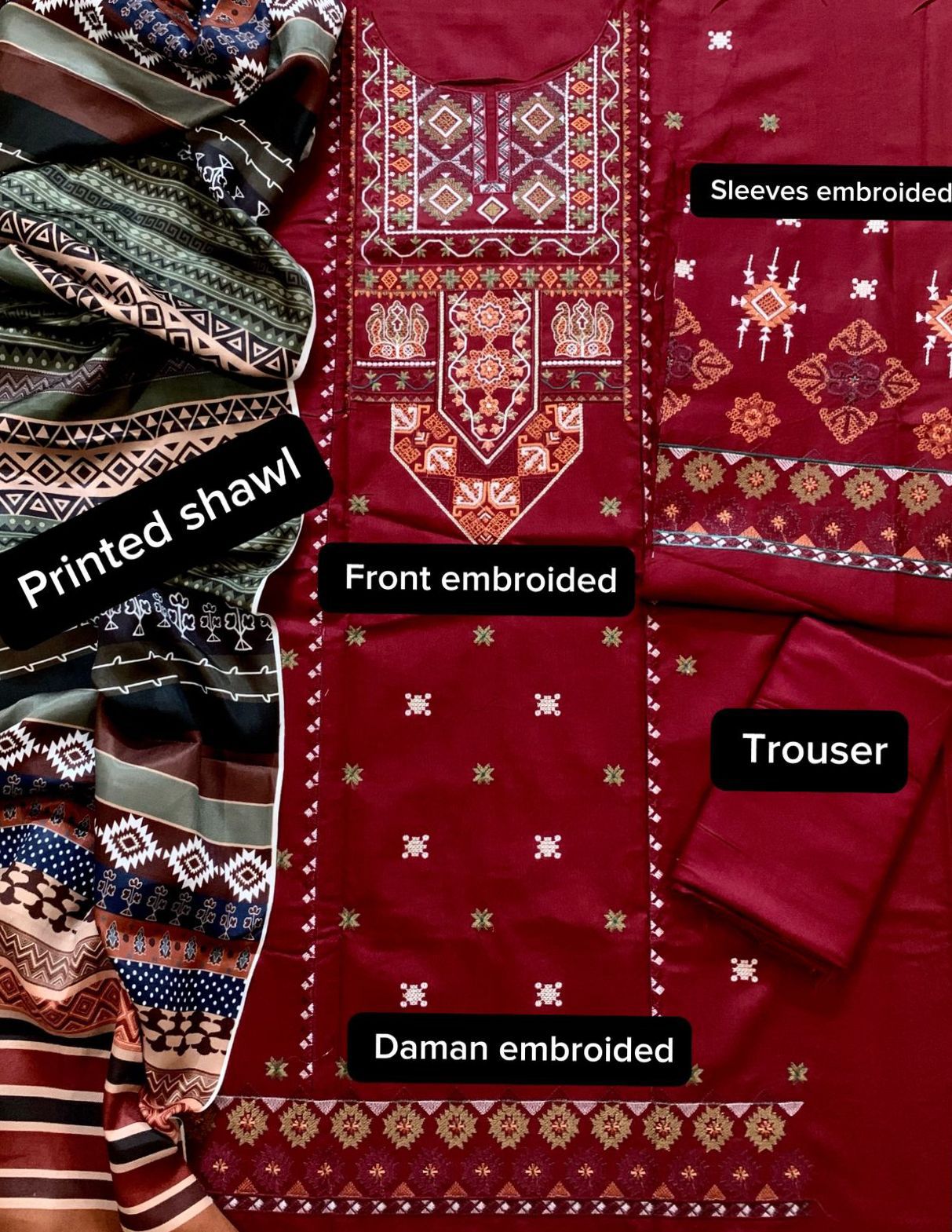 SAPPHIRE Dhanak Embroidered 3 pcs