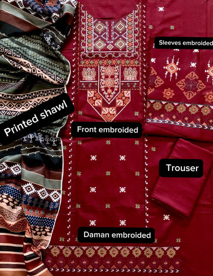 SAPPHIRE Dhanak Embroidered 3 pcs