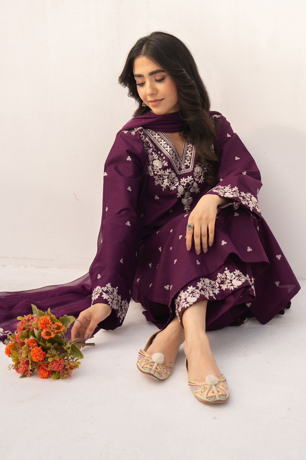 ROZANA dhanak embroidered 3 pcs