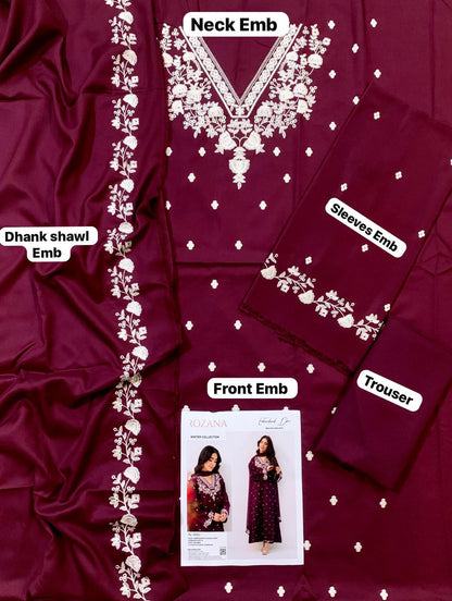 ROZANA dhanak embroidered 3 pcs