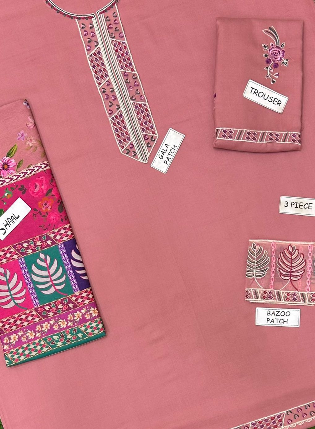 jazmin pink embroidered 3 pcs