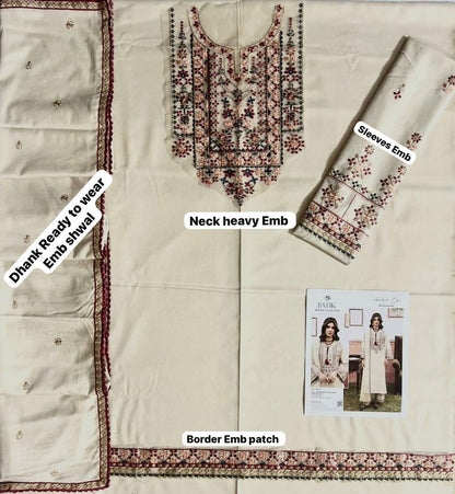 Batik Embroidered 3 PCS w-1102