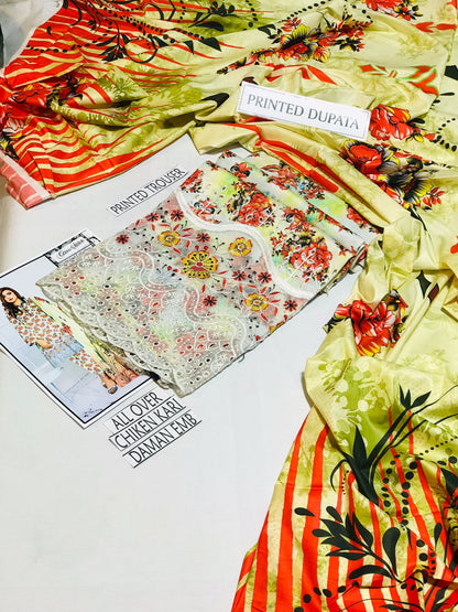 Cross Stich Linen Printed Embroidered 3 PCS