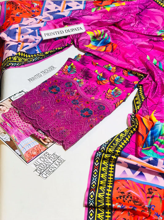 Cross Stich Linen Printed Embroidered 3 PCS