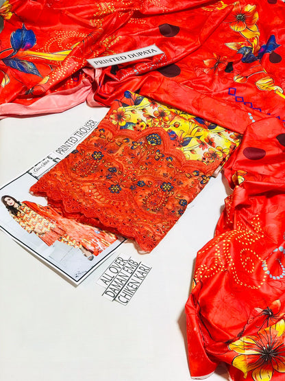 Cross Stich Linen Printed Embroidered 3 PCS