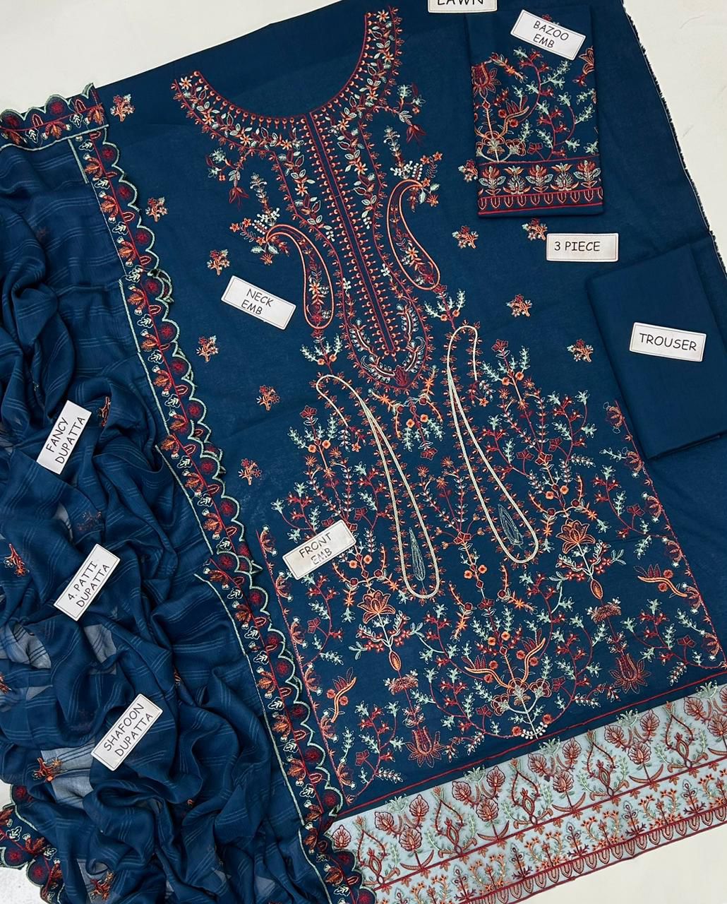 Asim Jofa  Lawn Embroidered 3 pcs