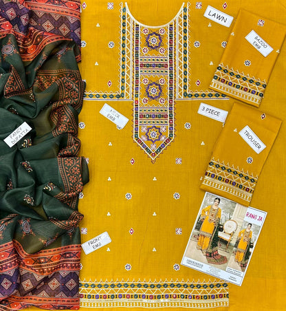 ANEELA's Lawn Embroidered 3 pcs