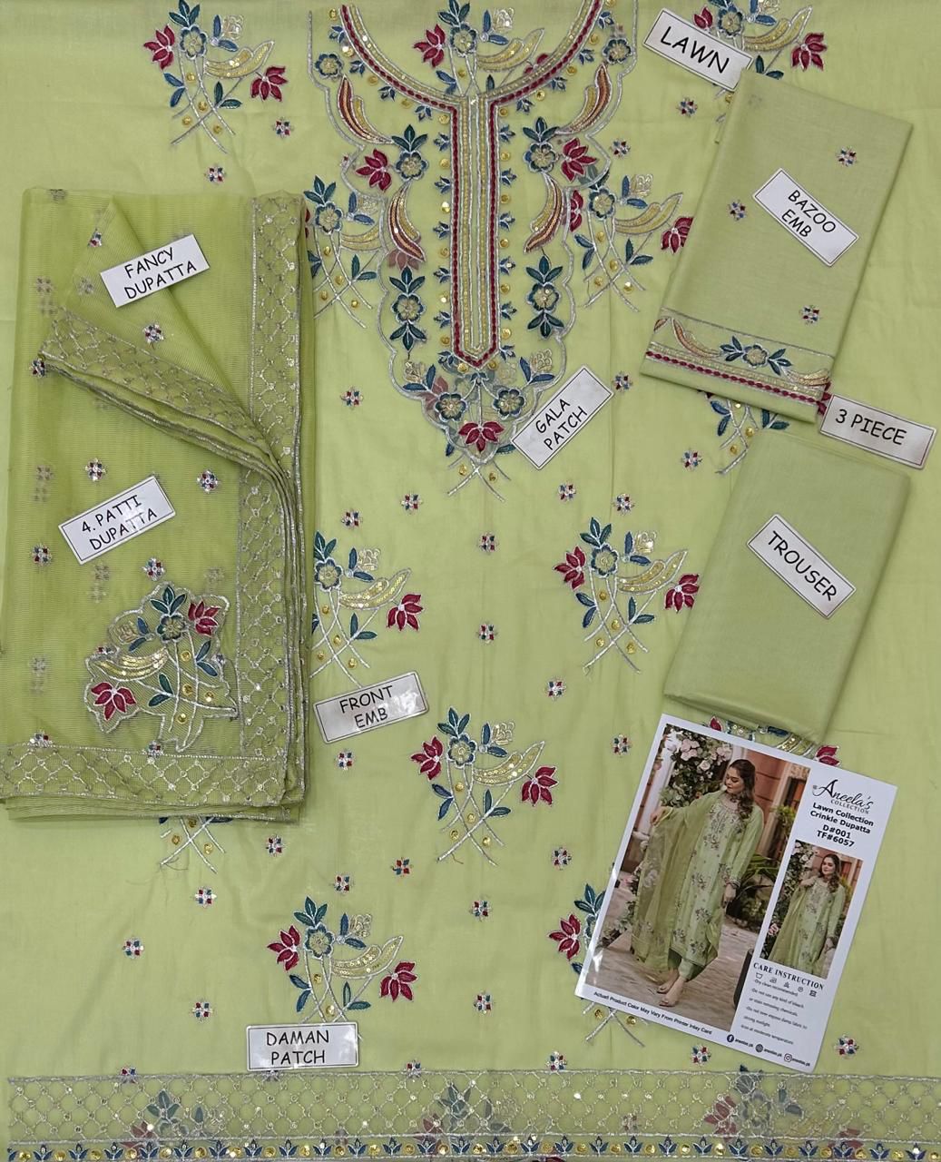 ANEELA's Lawn Embroidered 3 pcs