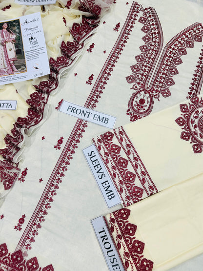 ANEELA's Lawn Embroidered 3 pcs