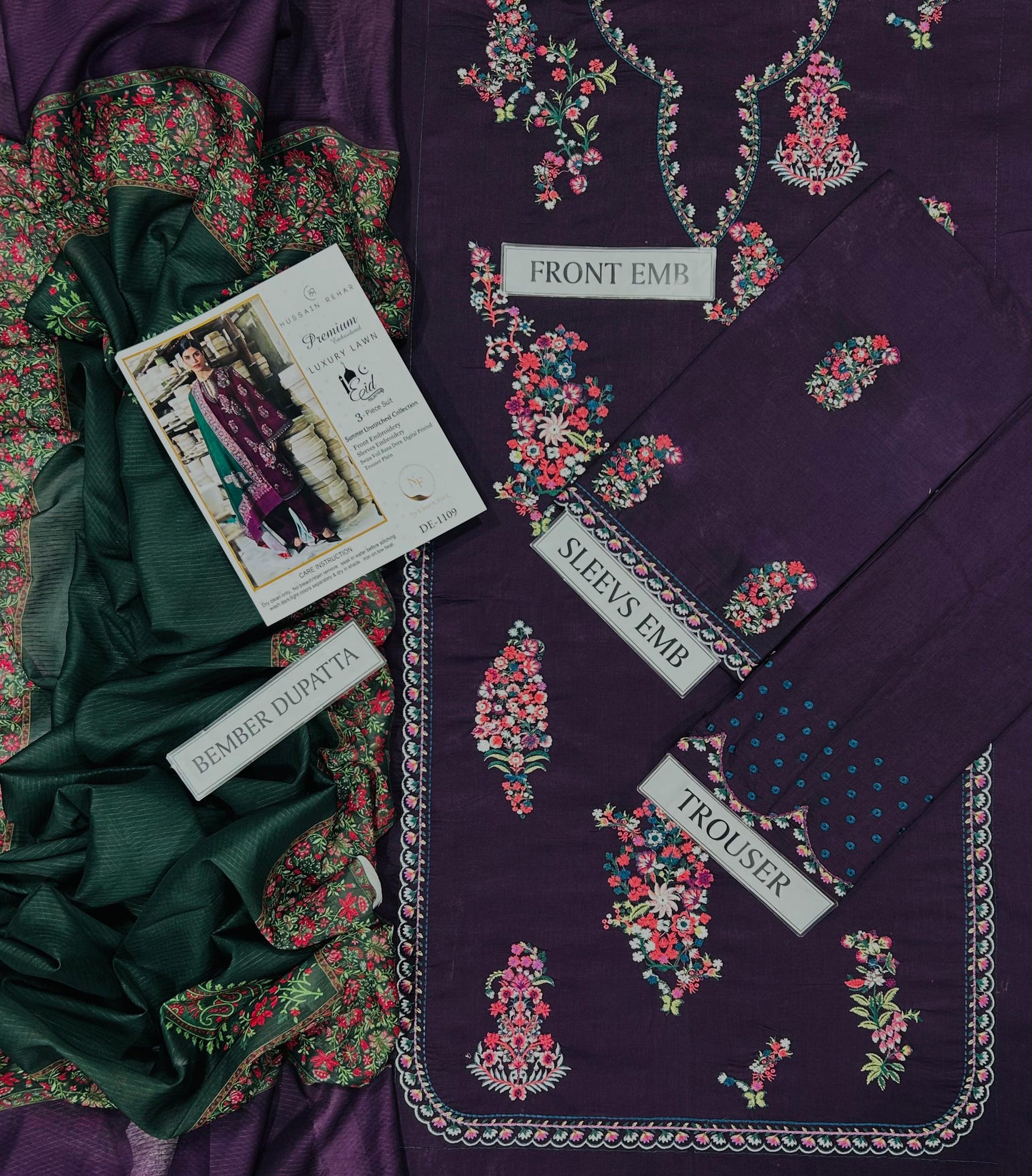 HUSSAIN REHAR lawn Embroidered 3 pcs