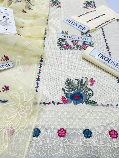 QALAMKAR Lawn Embroidered 3 pcs