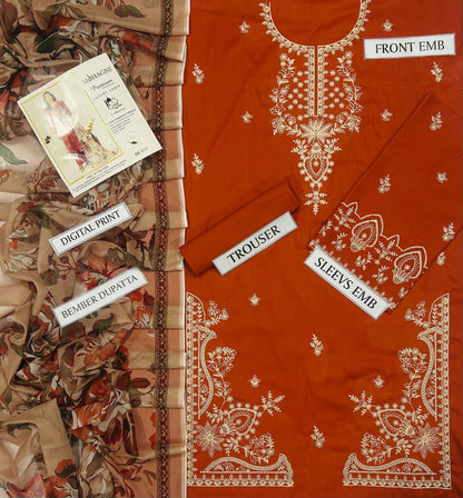 MOHAGNI Lawn Embroidered 3 pcs