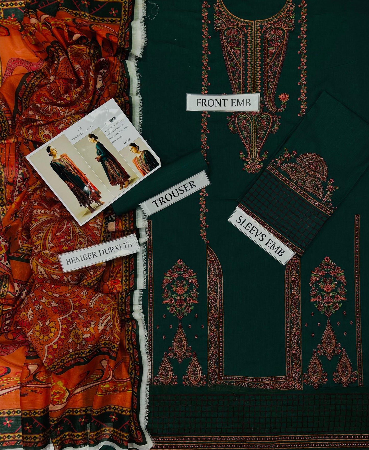 Hussain Rehar Lawn Embroidered 3 pcs