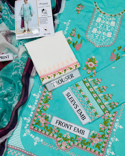 ZARA SHAHJAHAN Lawn Embroidered 3 PCS